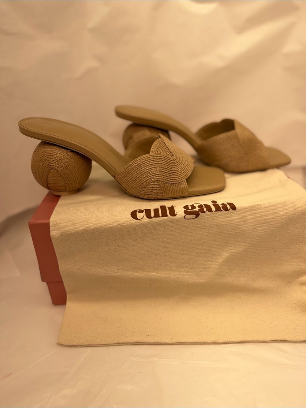 Cult Gaia Noor Sandal in Natural raatan open toe high heel - Picture 5 of 10
